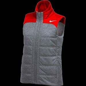 Nike womens repel full zip vest, NWT, size small, red and gray